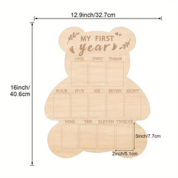 Wooden Baby Milestone Photo Frame for First-Year Memories