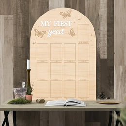 Wooden Baby Milestone Photo Frame for First-Year Memories