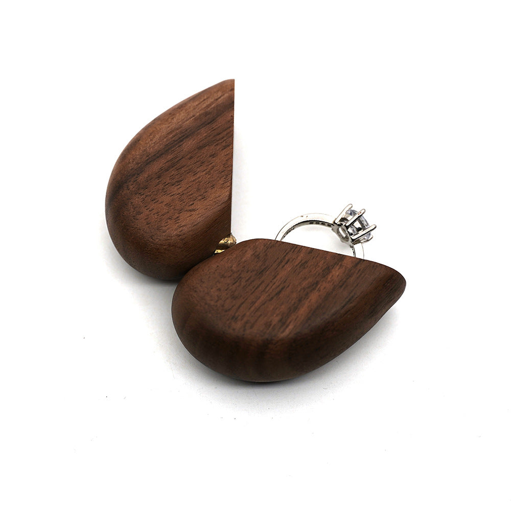 Heart-Shaped Black Walnut Ring Box | Custom Engraving