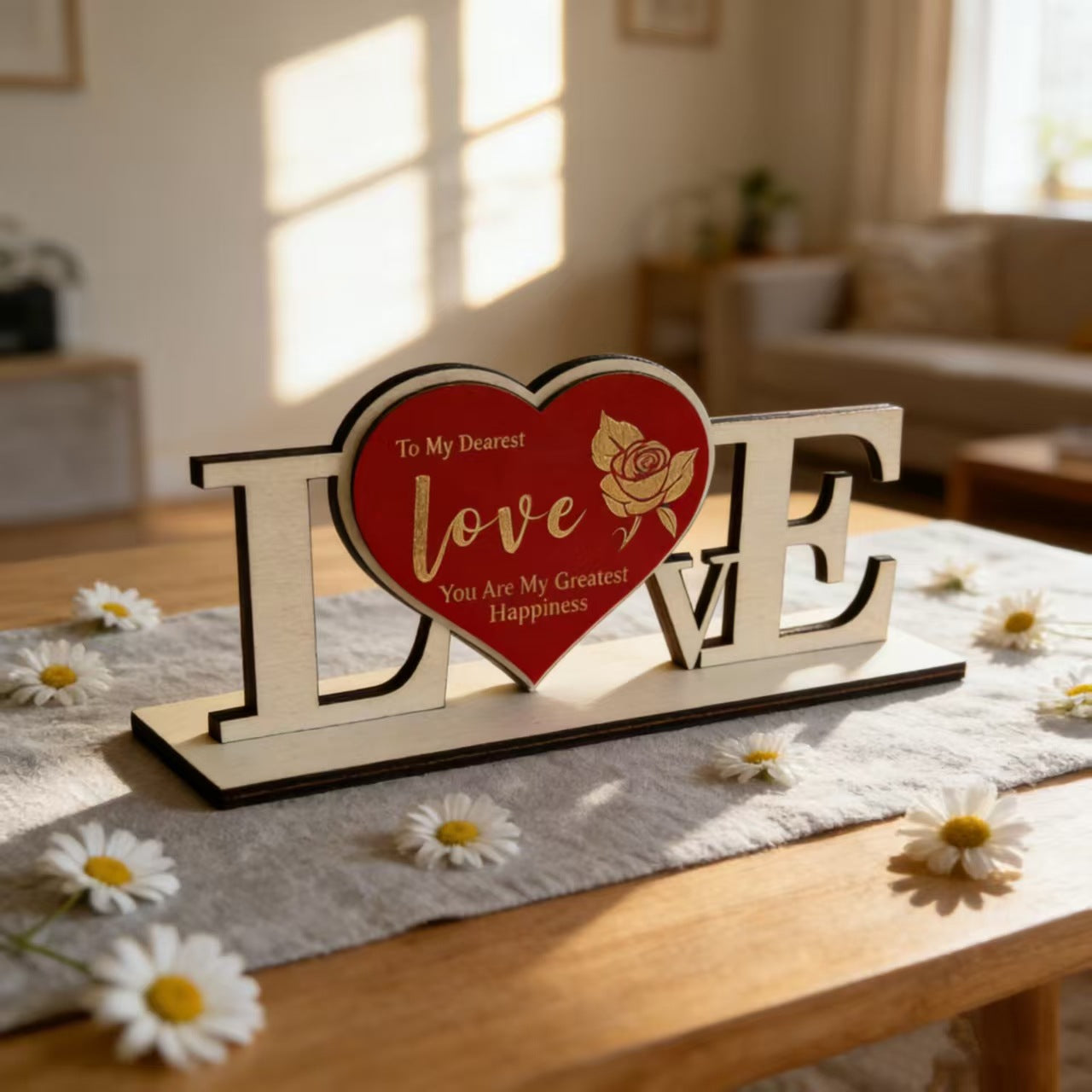 LOVE Wooden Tabletop Decor | Valentine's & Anniversary Gift