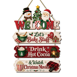 Christmas Wooden Door Hanging Sign | Holiday Wall Decor