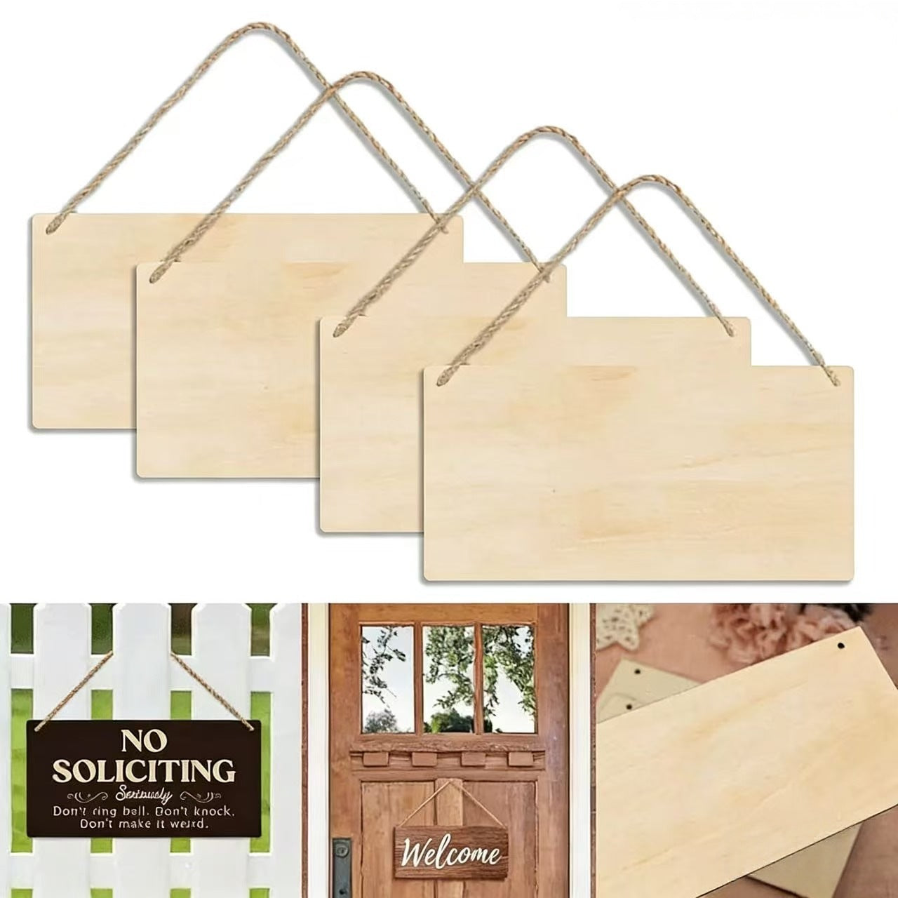 Blank Wooden Hanging Signs in Assorted Shapes for DIY Painting