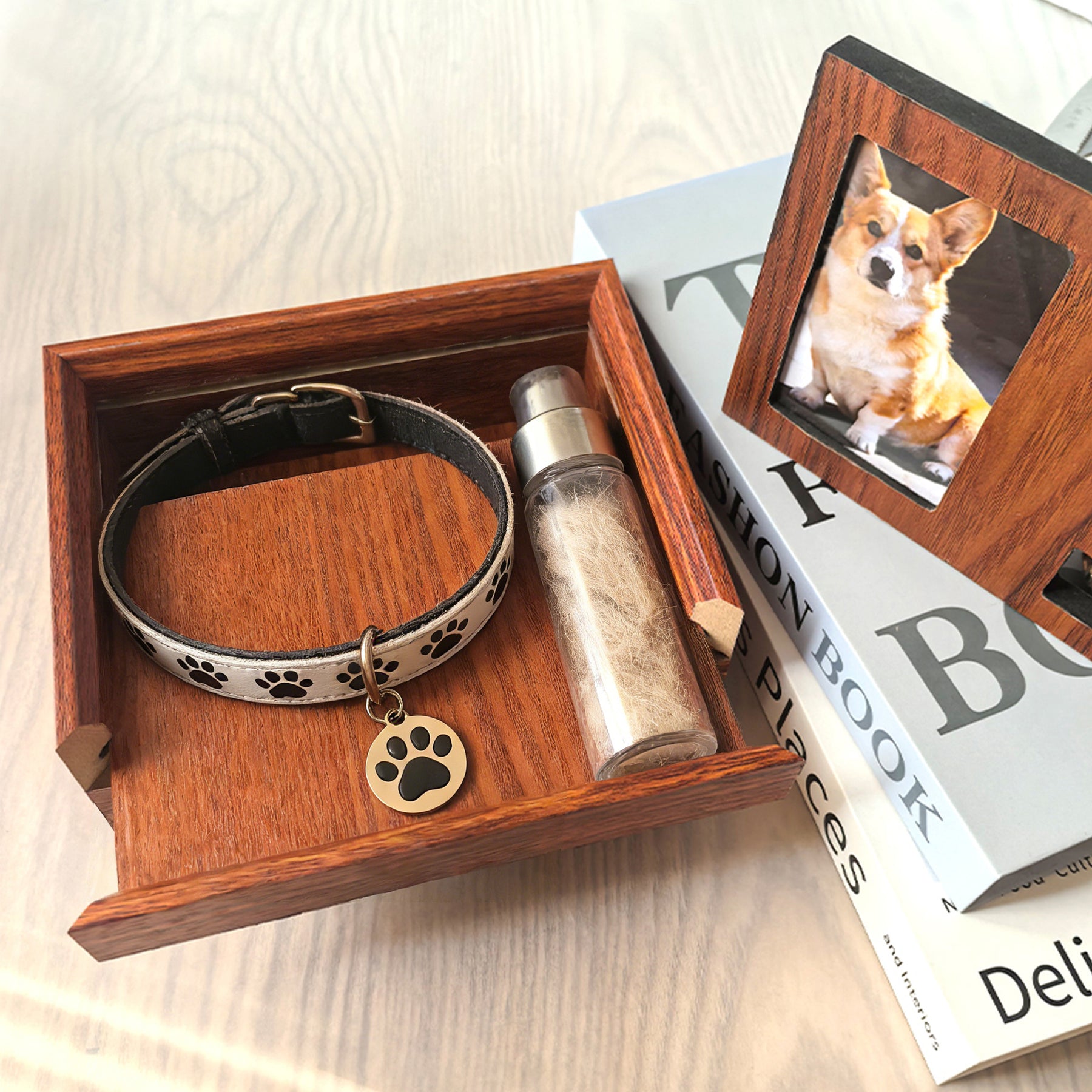 Pet Memorial Shadow Box Frame for Collar, Tags & Fur Keepsakes