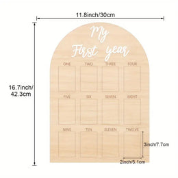 Wooden Baby Milestone Photo Frame for First-Year Memories
