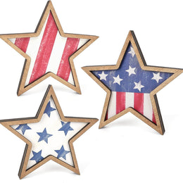 Patriotic Wooden Star Tabletop Decor | Holiday Display