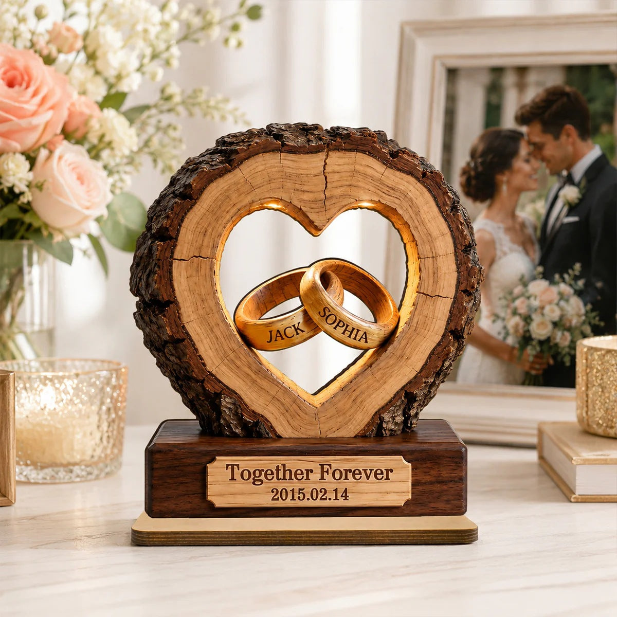 Wooden Heart Tabletop Decor | Couples & Valentine's Gift