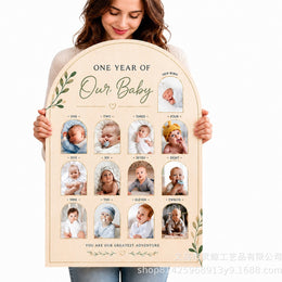 Wooden Baby Milestone Photo Frame for First-Year Memories