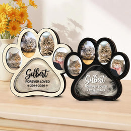 Wooden Pet Memorial Frame with Paw Print Design