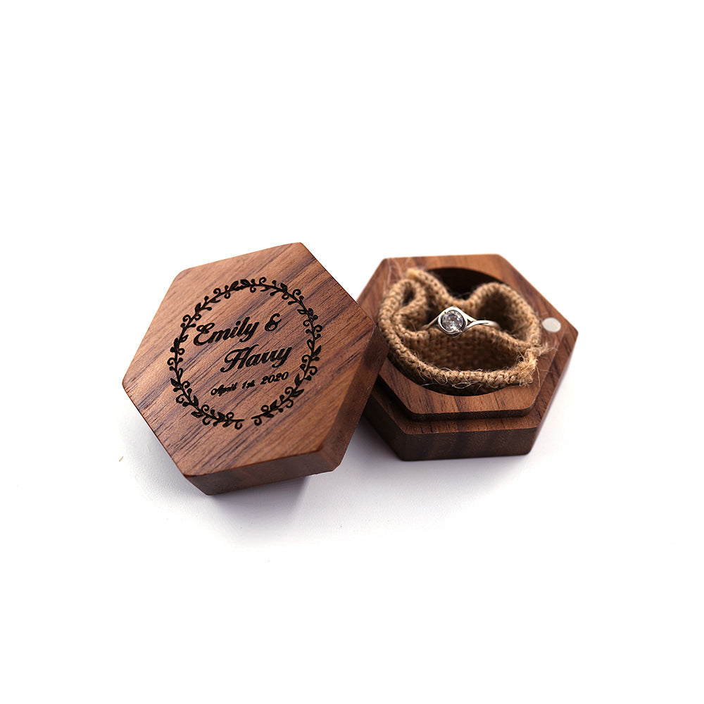 Handmade Black Walnut Ring Box | Custom Laser Engraving