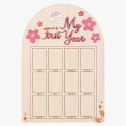 Wooden Baby Milestone Photo Frame for First-Year Memories