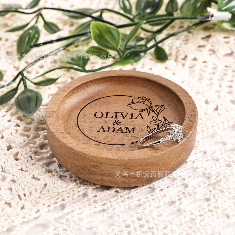 Personalized Wooden Ring Dish & Jewelry Tray | Custom Engraving