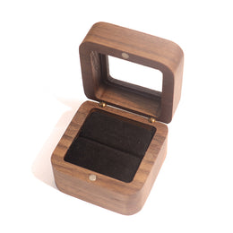Black Walnut Ring Box with Clear Window | Single or Double Slot