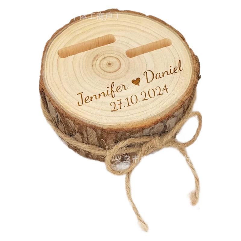Personalized Rustic Wood Ring Holder for Wedding Rings