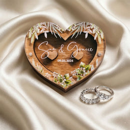 Heart-Shaped Wooden Ring Box | Wedding & Romantic Gift