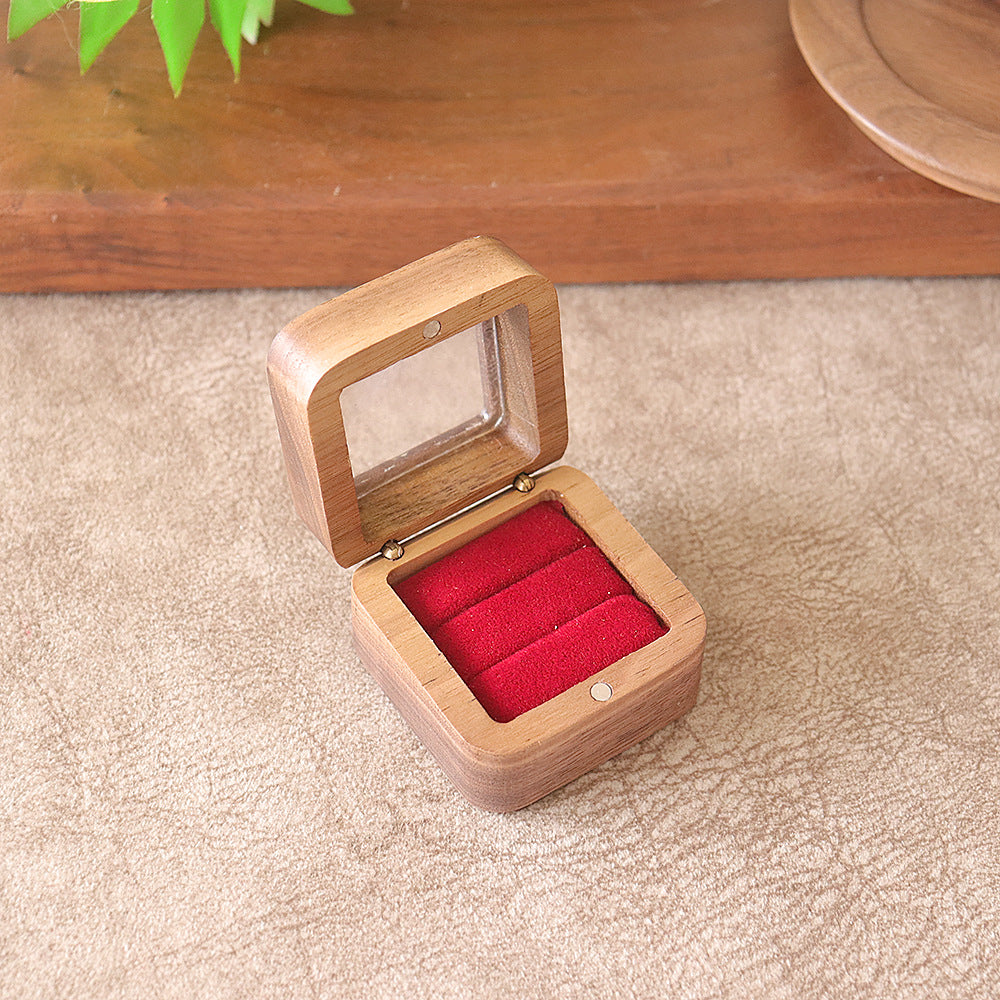 Black Walnut Ring Box with Clear Window | Single or Double Slot