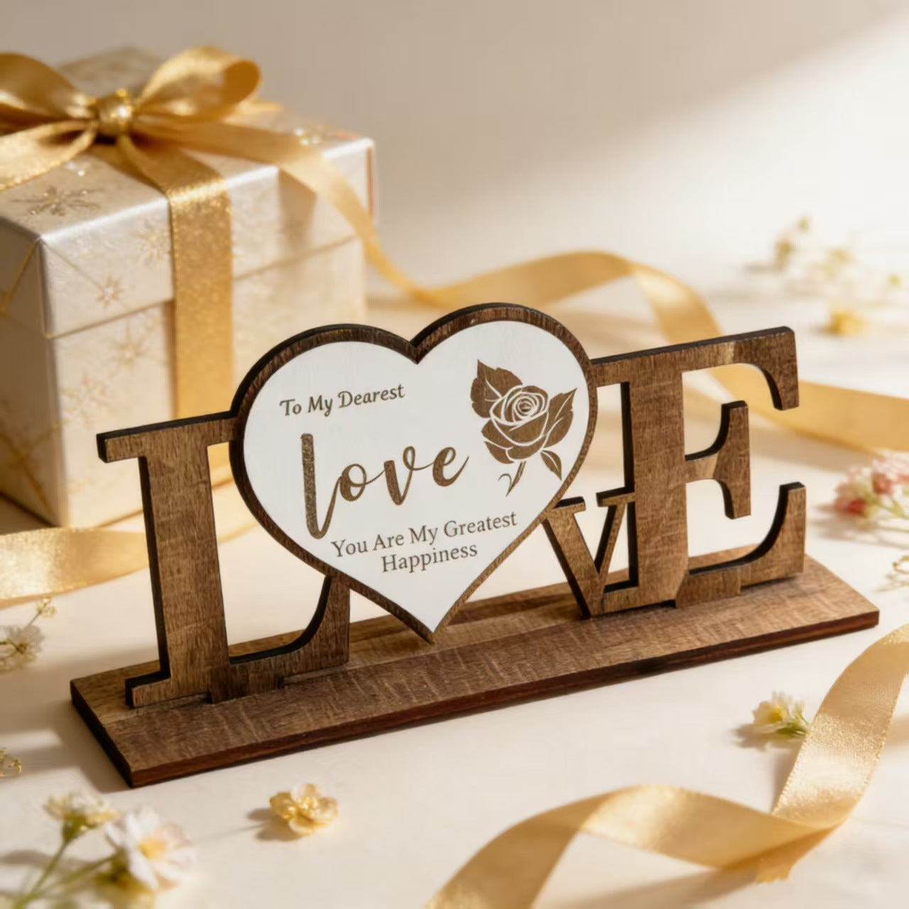 LOVE Wooden Tabletop Decor | Valentine's & Anniversary Gift