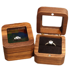 Black Walnut Ring Box with Clear Window | Single or Double Slot