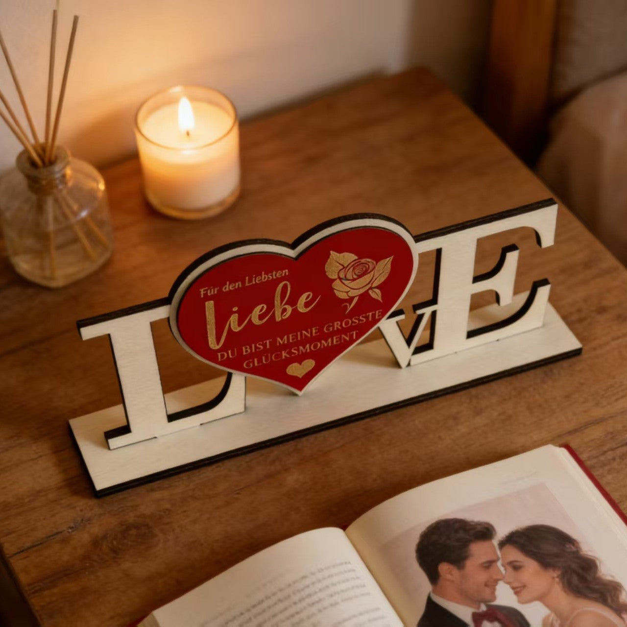 LOVE Wooden Tabletop Decor | Valentine's & Anniversary Gift