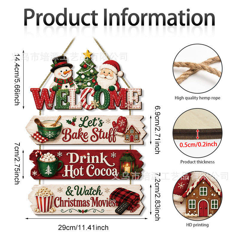 Christmas Wooden Door Hanging Sign | Holiday Wall Decor