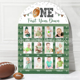 Wooden Baby Milestone Photo Frame for First-Year Memories