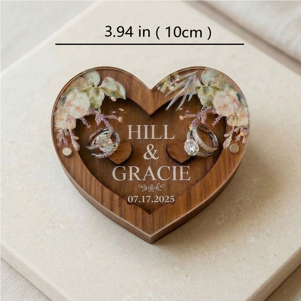 Heart-Shaped Wooden Ring Box | Wedding & Romantic Gift