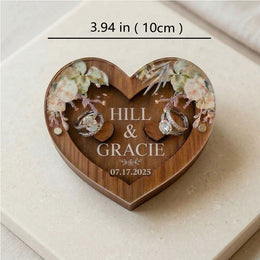 Heart-Shaped Wooden Ring Box | Wedding & Romantic Gift