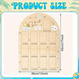 Wooden Baby Milestone Photo Frame for First-Year Memories