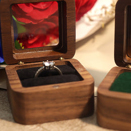 Black Walnut Ring Box with Clear Window | Single or Double Slot