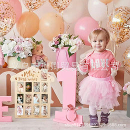 Wooden Baby Milestone Photo Frame for First-Year Memories