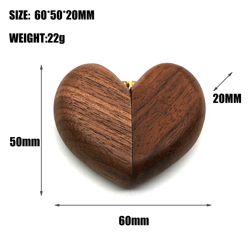 Heart-Shaped Black Walnut Ring Box | Custom Engraving