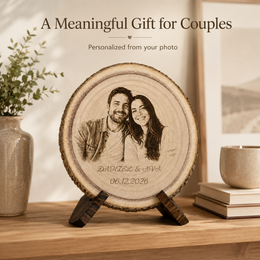 Custom photo wood slice personalized engraved keepsake gift for couples