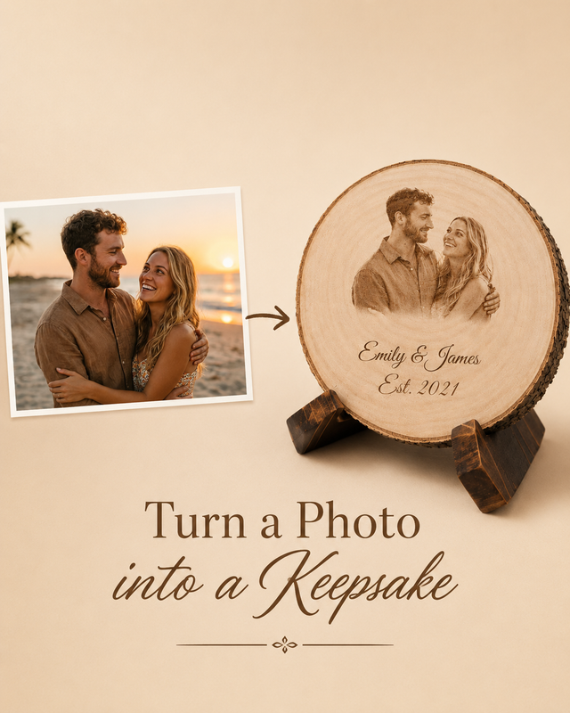 Personalized Couple Photo Wood Slice Gift