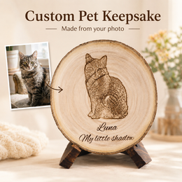 Custom Pet Portrait Wood Slice Engraving